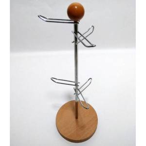 Ahşap Tabanlı Paslanmaz Çelik Fincan-Kupa Askısı