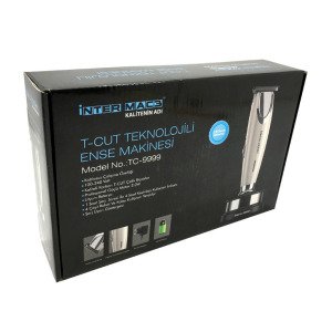 Yeni Teknoloji T Bıçaklı Şarj Standlı Kablolu Kablosuz Saç Sakal Tıraş Makinesi İnter Mac3 TC-9999