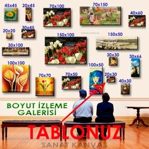 C.Ö. KIRMIZI BEYAZ LALELER VE SU 7 değişen ölçü KANVAS TABLO