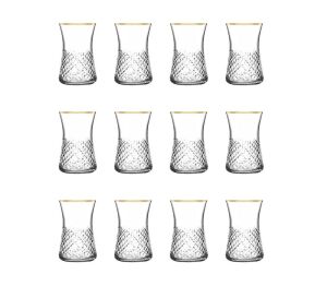 MCS5301 Altın 49 Parça 12 Kişilik Mozaik Desenli Cam Bardak Seti