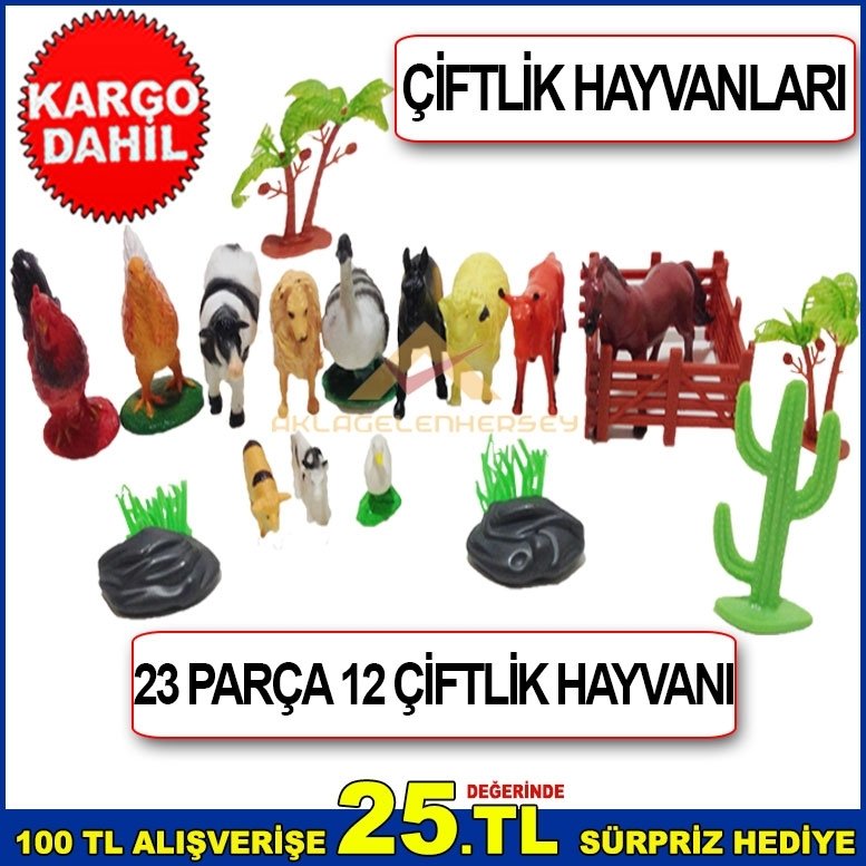 23 PARÇA 12'Sİ ÇEŞİTLİ HAYVANLARDAN OLUŞAN ÇİFTLİK ORTAMI