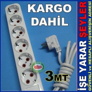 GARANTİLİ 6lı TOPRAKLI UZATMA KABLOSU 3 METRE KD