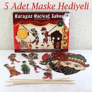 Geleneksel Hacivat Karagöz ve Arkadaşları Gölge Oyunu 4 Adet Sopa ve Maskeli Eğlenceli Oyuncak