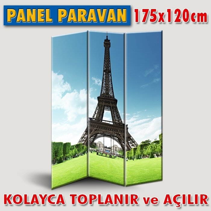 GÖRSELLİ KATLANIR PANEL BÖLME SİSTEMİ-PARİS EYFEL KULESİ VE YEŞİL