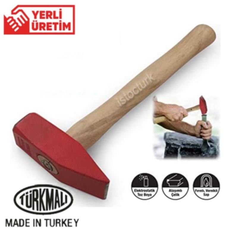 500 gram Ağaç Saplı Çelik Çekiç Tesfiyeci Stil Sıcak Dövme Çeliği Özel Alaşım Yekpare Gövdeli Çelik