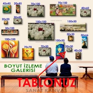 C.Ö. BEYAZLAR ARASINDA KIRMIZI LALE 7 değişen ölçü KANVAS TABLO