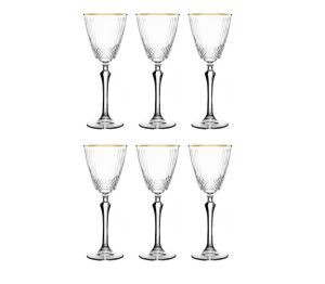 MCS5306 Altın 31 Parça 6'lı Asitli Kafes Desenli Cam Bardak Seti