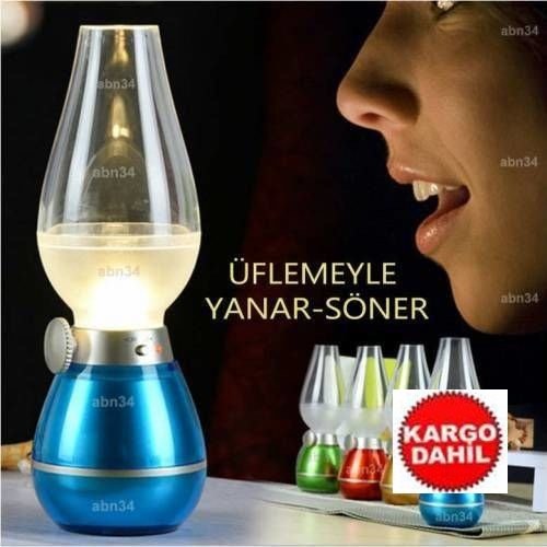 Işık Ayarlı Gece Lambası Retro Led Lamba Üflemeyle Yanıp Sönen