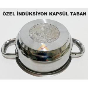 14cm Çelik Tencere İndüksiyon Çelik Kapsül Taban 1 Litre Mini Çelik Tencere - Sos Tenceresi