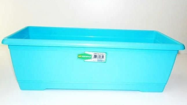 38 CM Turkuaz dikdörtgen plastik balkon saksı