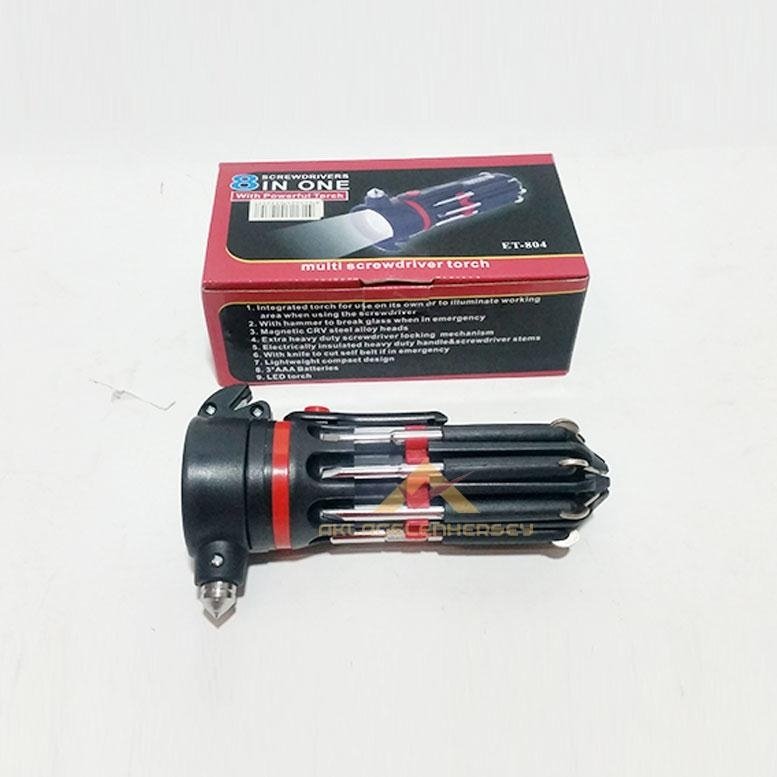 8 IN ONE LED IŞIKLI TORNAVİDA SETİ VE ACİL DURUMLARDA CAM KIRMA