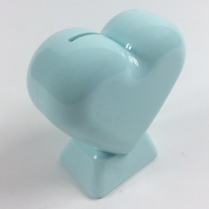 Mavi Kalp Figürlü 11x11x5 Cm Boyutlarında Plastik Dekoratif Kumbara