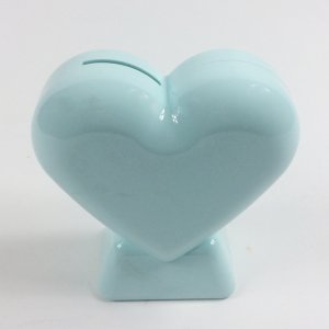 Mavi Kalp Figürlü 11x11x5 Cm Boyutlarında Plastik Dekoratif Kumbara