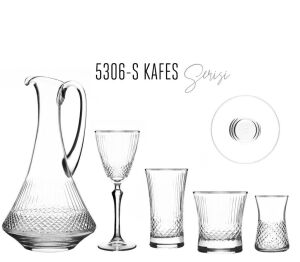 MCS5306 Platin 31 Parça 6'lı Asitli Kafes Desenli Cam Bardak Seti