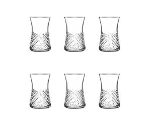 MCS5306 Platin 31 Parça 6'lı Asitli Kafes Desenli Cam Bardak Seti