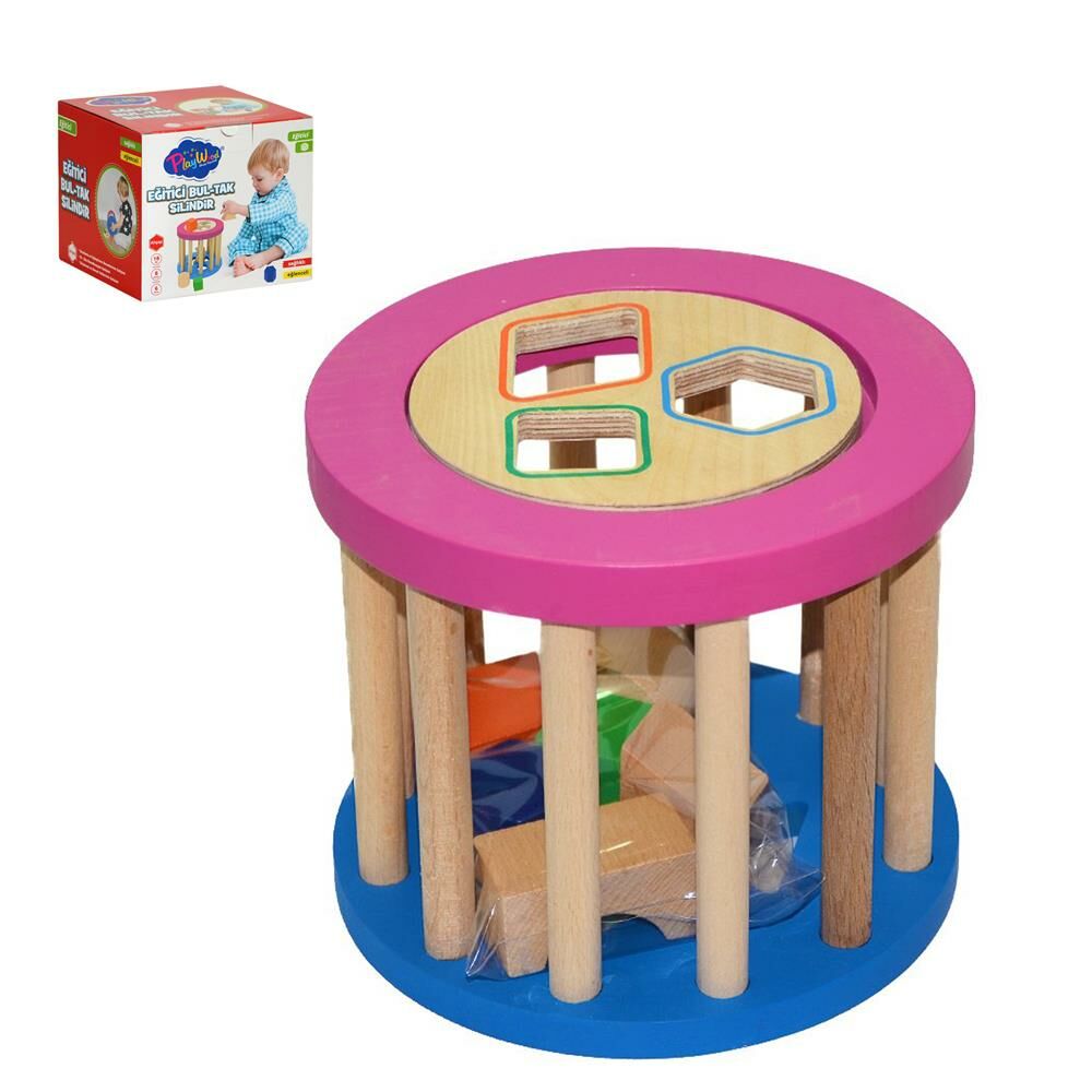Doğal Ahşap Eğitici Silindir Bultak Oyuncak