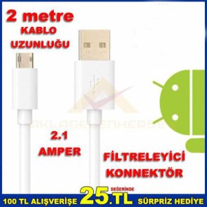 Androıd Cihazlar İçin 2 Metre Usb Şarj Data Kablosu
