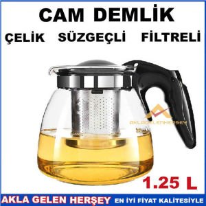 FİLTRELİ ÇELİK SÜZGEÇLİ BÜYÜK BOY CAM DEMLİK