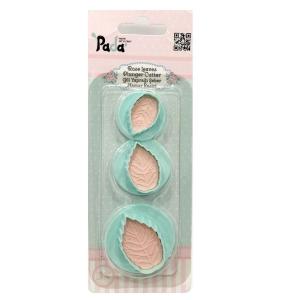 Bas Çıkart Gül Yaprağı Şekilli 3 lü Şeker Hamuru Kurabiye Kalıbı