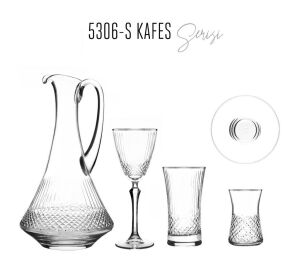 MCS5306 Platin 49 Parça 12'li Asitli Kafes Desen Cam Bardak Seti