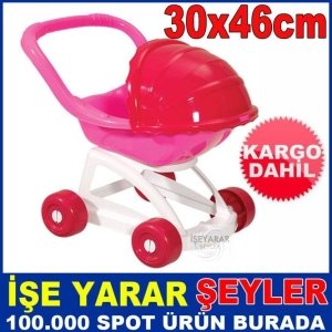 TENTELİ BÜYÜK OYUNCAK BEBEK ARABASI 30x46 cm KD