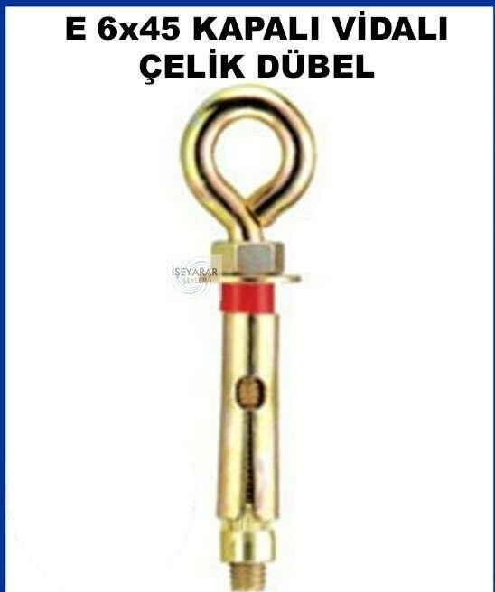 3 AD. E 6x45 KAPALI VİDA KANCALI ÇELİK DÜBEL