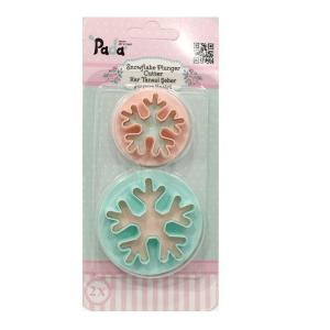 Bas Çıkart Kar Tanesi Şekilli 2 li Şeker Hamuru Kurabiye Kalıbı