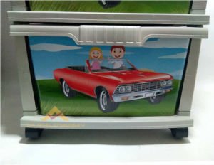 BÜYÜK BOY 4 ÇEKMECELİ TEKERLEKLİ DESENLİ KOMİDİN