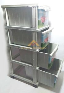 BÜYÜK BOY 4 ÇEKMECELİ TEKERLEKLİ DESENLİ KOMİDİN