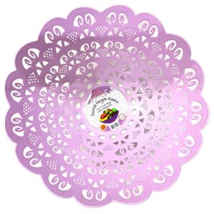 Renkli Dantelli Plastik 32 cm Yuvarlak Meyvelik, Sebzelik Kasesi 11 cm Derinlik Çeşitli Renklerde