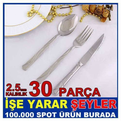 30 Parça Paslanmaz Çelik Çatal Kaşık Seti