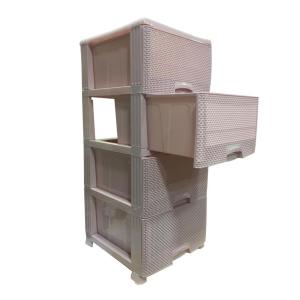 Peket Desenli 4 Çekmeceli Pembe Renk Çamaşır Ve Eşya Komidini