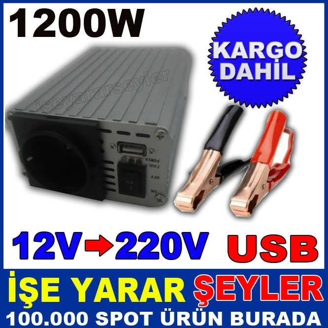1200W USBLI 12V - 220V ÇEVİREN POWER İNVERTER KD