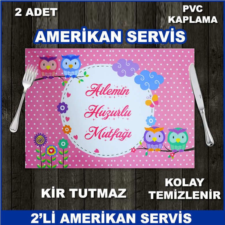 2 Adet PVC Kaplama Kir Tutmaz Kolay Temizlenir Amerikan Servisi - Ailemin Huzurlu Mutfağı