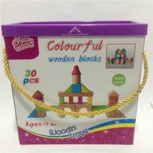 30 Parça Renk Dolu Ahşap Bloklar Bultaklı Özel Kutusunda Eğlenceli Ahşap Blok Puzzle