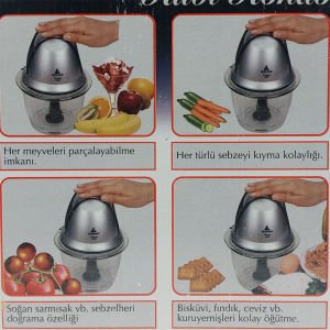 Büyük Boy Cam Hazneli Elektrikli Rondo Soğan Sebze Meyve Doğrama Rondoso Mini Mutfak Robotu