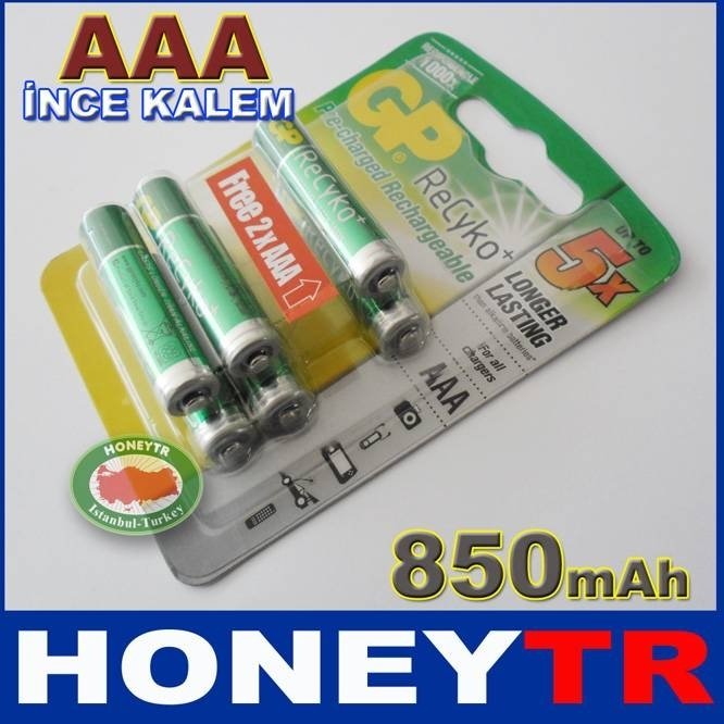 GP RECYKO AAA ŞARJLI PİL 6'lı AMBALAJ KARGOSUZ