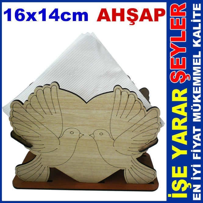 KUŞLU KALP MODEL EL İŞLEMELİ AHŞAP PEÇETELİK