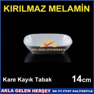 14cm KIRILMAYAN SÜPER MELAMİN LÜKS KARE KAYIK SALATA TABAĞI