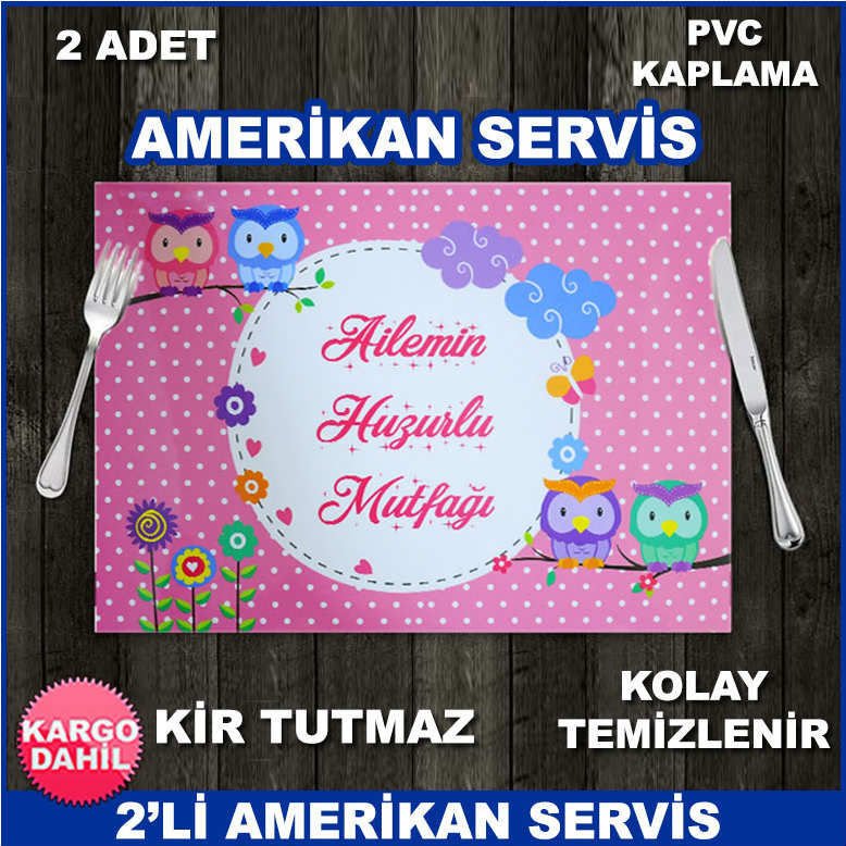 2 Adet PVC Kaplama Kir Tutmaz Kolay Temizlenir Amerikan Servisi - Ailemin Huzurlu Mutfağı