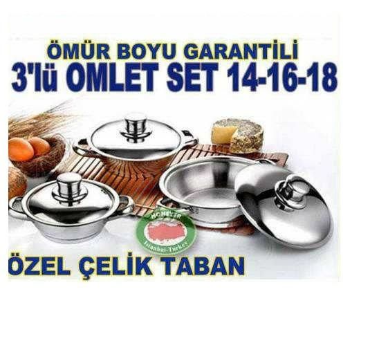 Özel Kapsül Tabanlı 3lü Paslanmaz Çelik Omlet Tava Seti 14-16-18cm,yemek Isıtma,3lü Omlet Sahan Seti