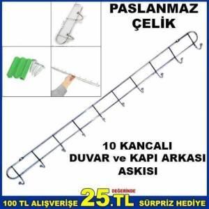 En Sağlam Askı 10 Kancalı Kromajlı Paslanmaz Çelikten Duvar ve Kapı Askısı