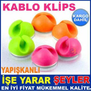 Kablo dağınıklığına son veren kablo toparlayıcı klipsler 1 PAKET 6ad TEKLİ TİP KABLO TUTUCU KLİPS-1