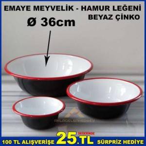36cm Büyük Boy Beyaz Çinko Emaye Hamur Leğeni