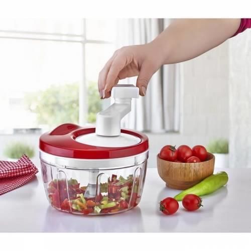 El Çevirmeli Daha Büyük Hazneli Pratik 3 Bıçaklı El Rondosu ve Çırpıcı Blender Kollu Doğrayıcı