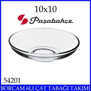 PAŞABAHÇE 54201 SADE 6LI ÇAY TABAĞI TAKIMI 10X10cm EBATLARINDA SADE ve ŞIK