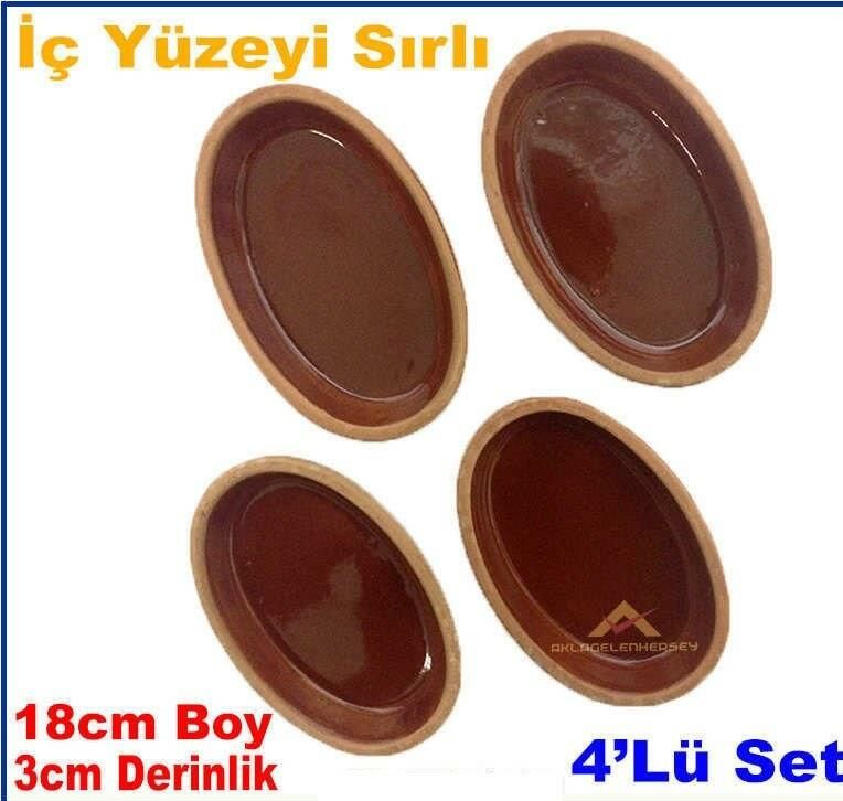 4 Adet Kahvaltı Seti 12x18cm Güveç Fırın Kabı Yüksek Isı Ve Ateşe Dayanıklı Toprak Güveç Kabı