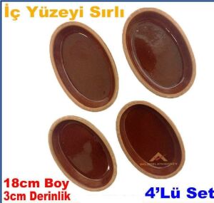 4 Adet Kahvaltı Seti 12x18cm Güveç Fırın Kabı Yüksek Isı Ve Ateşe Dayanıklı Toprak Güveç Kabı