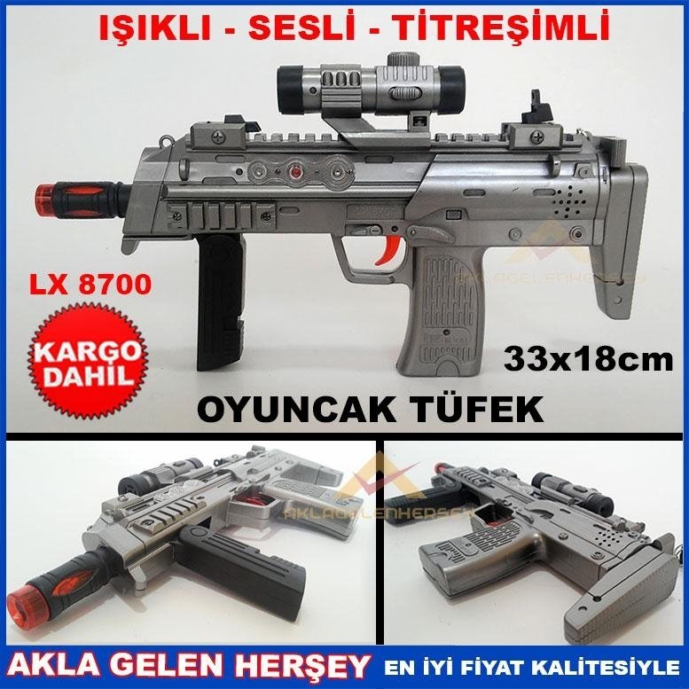 SESLİ IŞIKLI TİTREŞİMLİ UZİ MODEL OYUNCAK TÜFEK