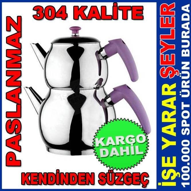 Akdeniz 304 kalite çelik çaydanlık KÜRE ORTA BOY ÇELİK ÇAYDANLIK